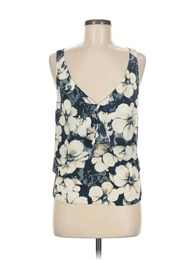 Pre-owned Intermix Sleeveless Silk Top Ivory Plunge Neckline Tops In White