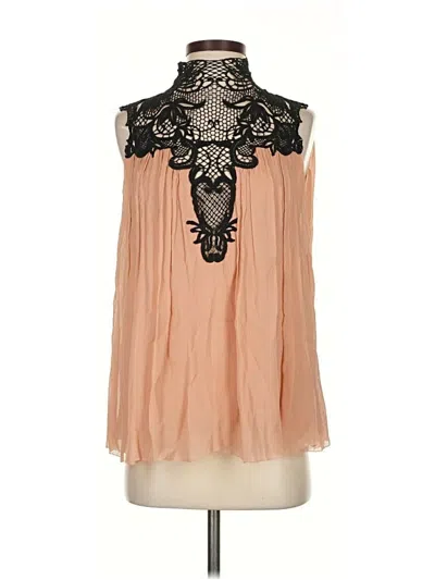 Pre-owned Intermix Sleeveless Silk Top Pink Halter Neckline Tops