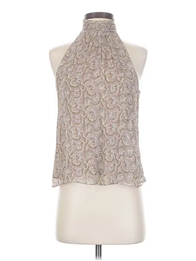 Pre-owned Intermix Sleeveless Silk Top Silver Halter Neckline Tops