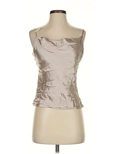 Pre-owned Intermix Sleeveless Silk Top Tan Strapless Neckline Tops In Brown