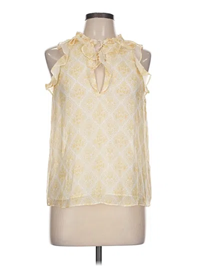 Pre-owned Intermix Sleeveless Silk Top Yellow Halter Neckline Tops