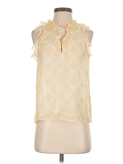 Pre-owned Intermix Sleeveless Silk Top Yellow Halter Neckline Tops