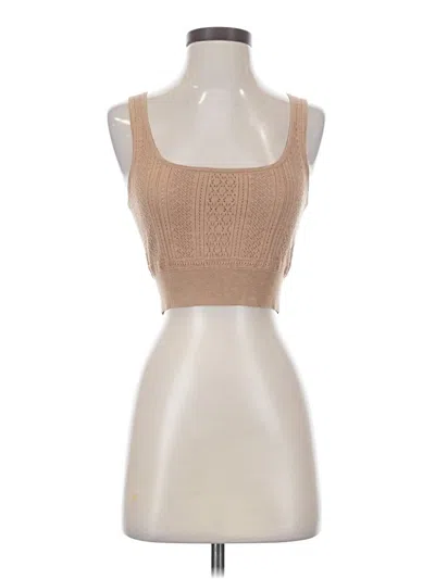 Pre-owned Intermix Sleeveless Top Tan Square Neckline Tops