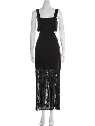 Pre-owned Intermix Square Neckline Long Dress In Black