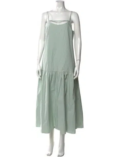 Pre-owned Intermix Square Neckline Midi Length Dress In Green