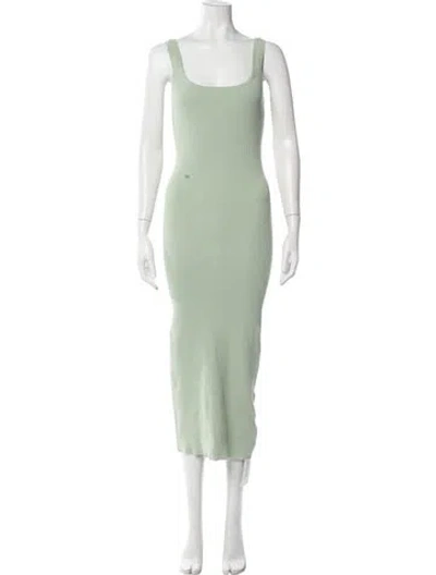Pre-owned Intermix Square Neckline Midi Length Dress In Green