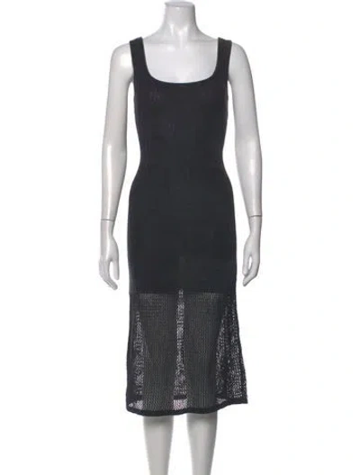 Pre-owned Intermix Square Neckline Midi Length Dress In Grey