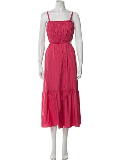 Pre-owned Intermix Square Neckline Midi Length Dress In Neutral