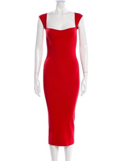 Pre-owned Intermix Square Neckline Midi Length Dress In Orange