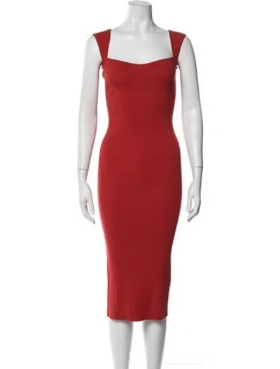 Pre-owned Intermix Square Neckline Midi Length Dress In Orange