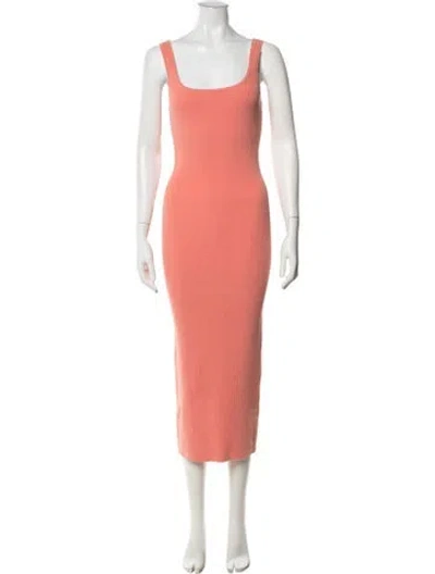 Pre-owned Intermix Square Neckline Midi Length Dress In Orange