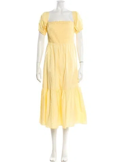 Pre-owned Intermix Square Neckline Midi Length Dress In Yellow
