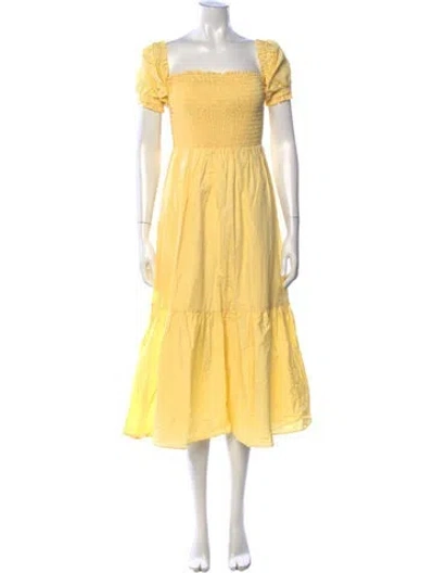 Pre-owned Intermix Square Neckline Midi Length Dress In Yellow