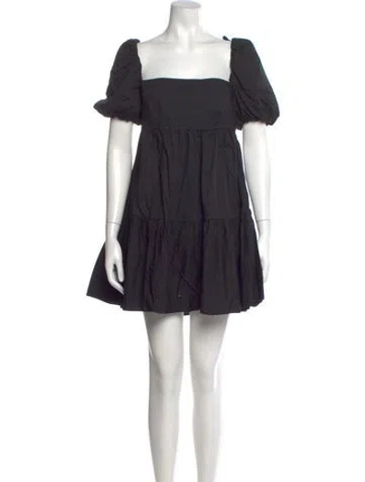 Pre-owned Intermix Square Neckline Mini Dress In Black