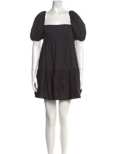 Pre-owned Intermix Square Neckline Mini Dress In Black