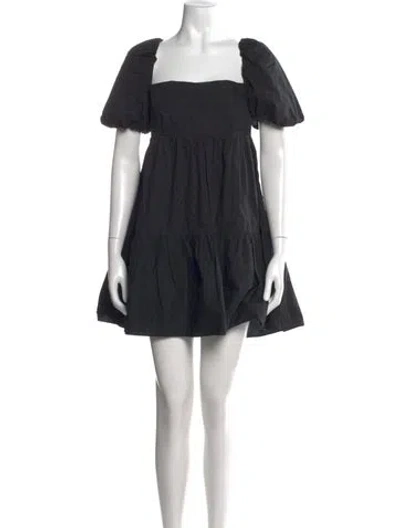 Pre-owned Intermix Square Neckline Mini Dress In Black