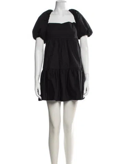 Pre-owned Intermix Square Neckline Mini Dress In Black