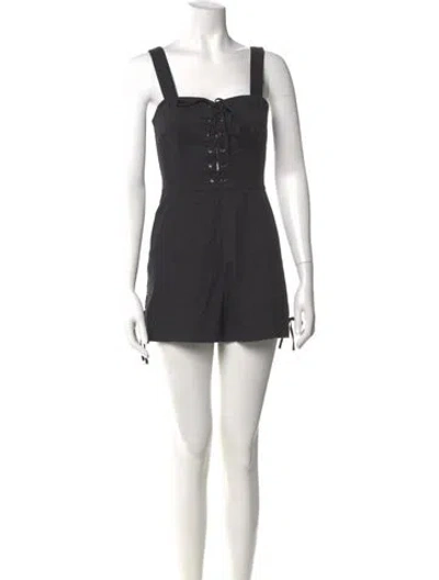 Pre-owned Intermix Square Neckline Romper In Blue