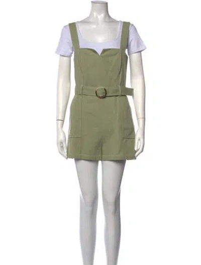 Pre-owned Intermix Square Neckline Romper In Green