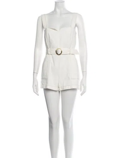 Pre-owned Intermix Square Neckline Romper In White