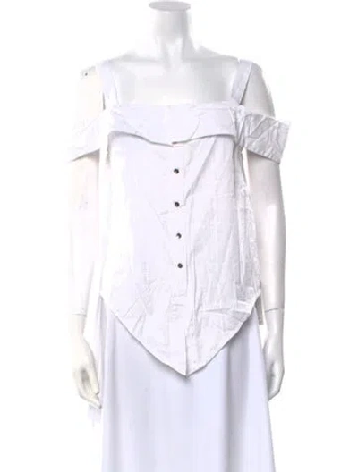 Pre-owned Intermix Square Neckline Short Sleeve Top In White