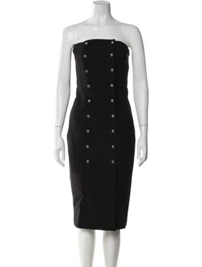 Pre-owned Intermix Strapless Knee-length Dress In Black