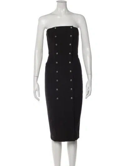 Pre-owned Intermix Strapless Knee-length Dress In Black