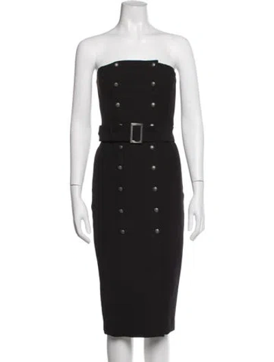Pre-owned Intermix Strapless Knee-length Dress In Black