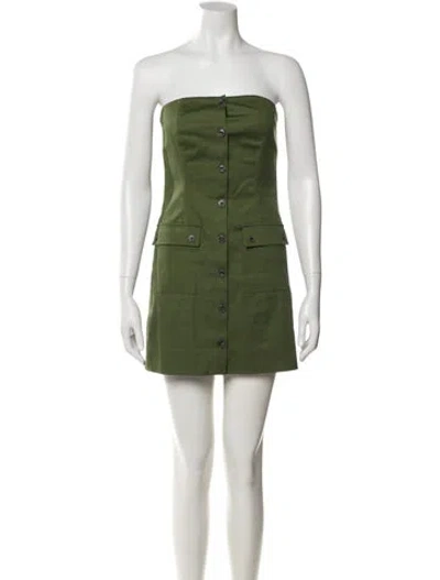 Pre-owned Intermix Strapless Mini Dress In Green
