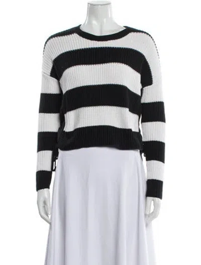 Pre-owned Intermix Striped Crew Neck Sweater In Black