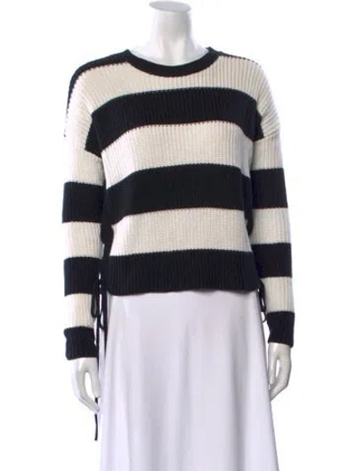 Pre-owned Intermix Striped Crew Neck Sweater In Black