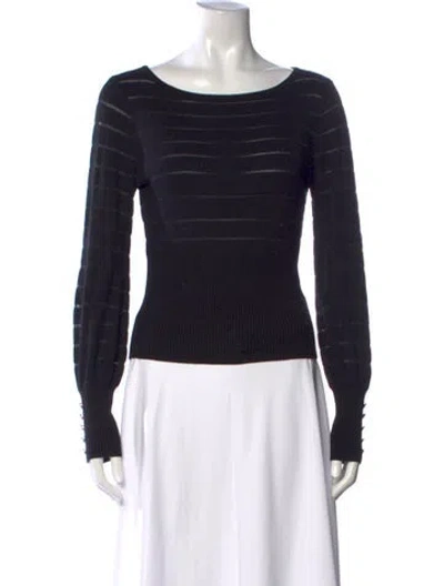 Pre-owned Intermix Striped Crew Neck Sweater In Black