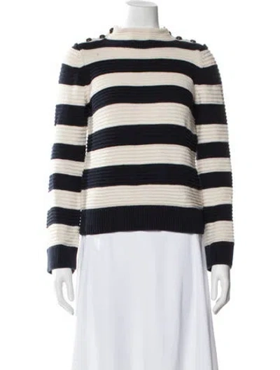 Pre-owned Intermix Striped Crew Neck Sweater In Blue
