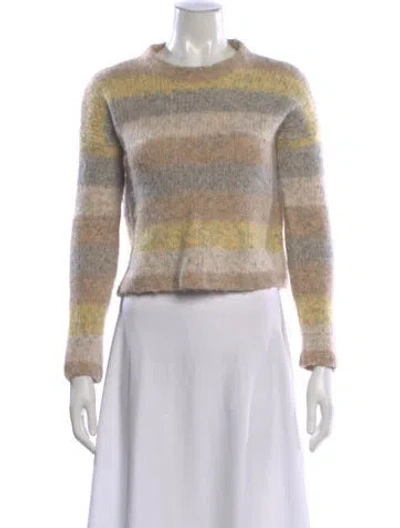 Pre-owned Intermix Striped Crew Neck Sweater In Brown