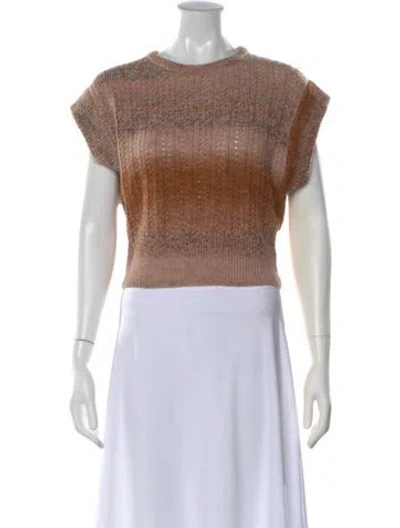 Pre-owned Intermix Striped Crew Neck Sweater In Brown