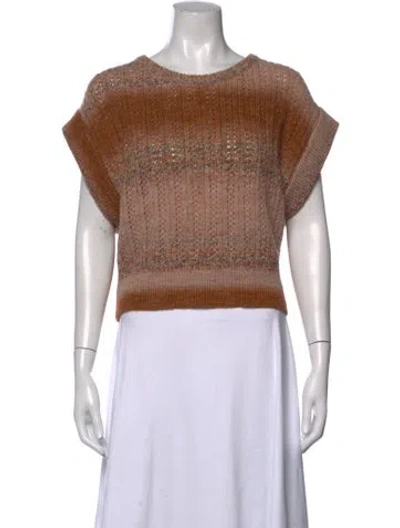 Pre-owned Intermix Striped Crew Neck Sweater In Brown