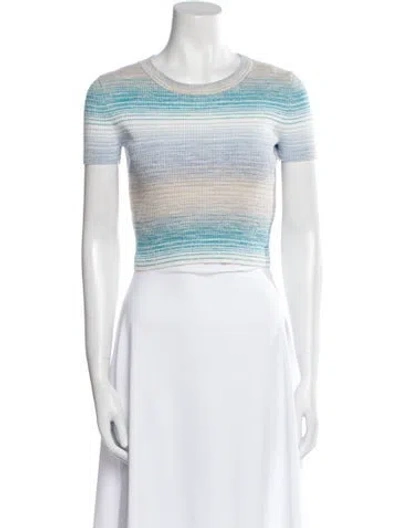 Pre-owned Intermix Striped Crew Neck Sweater In White
