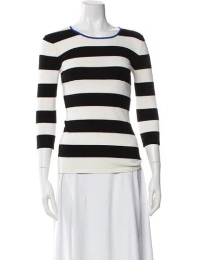 Pre-owned Intermix Striped Crew Neck Sweater In White