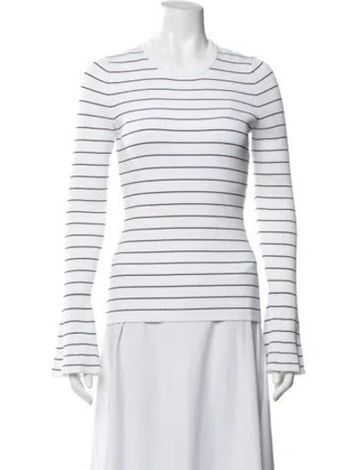 Pre-owned Intermix Striped Crew Neck Sweater In White
