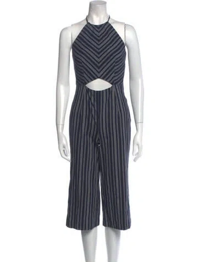 Pre-owned Intermix Striped Halterneck Jumpsuit In Neutral