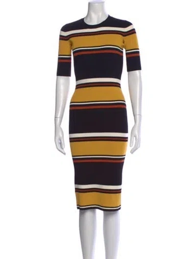 Pre-owned Intermix Striped Knee-length Dress In Black