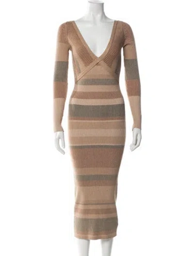 Pre-owned Intermix Striped Knee-length Dress In Neutral