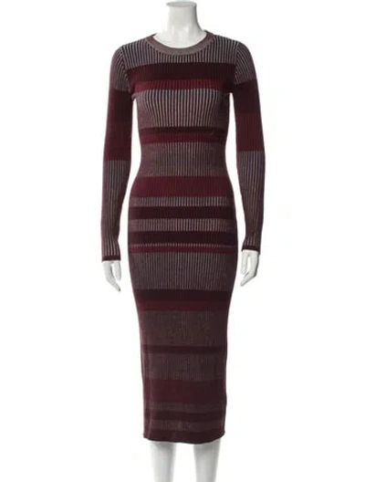 Pre-owned Intermix Striped Long Dress In Brown