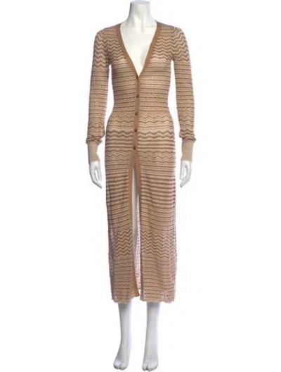 Pre-owned Intermix Striped Long Dress In Metallic/neutrals