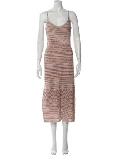 Pre-owned Intermix Striped Midi Length Dress In Metallic/pink