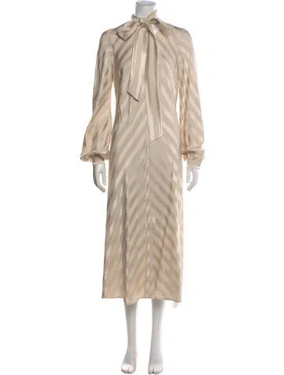Pre-owned Intermix Striped Midi Length Dress In Neutral