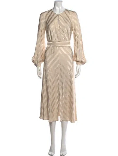 Pre-owned Intermix Striped Midi Length Dress In Neutral