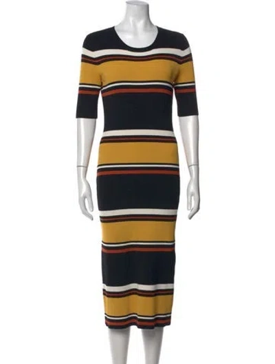 Pre-owned Intermix Striped Midi Length Dress In Neutrals