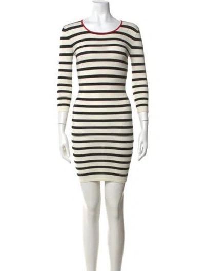 Pre-owned Intermix Striped Mini Dress In Black/white