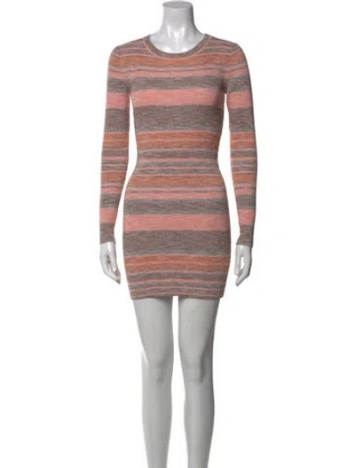 Pre-owned Intermix Striped Mini Dress In Neutral